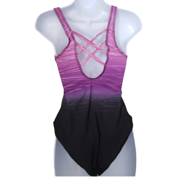 Upopby Swimsuit One Piece Purple Gradient Crisscross Back Size Small NWT - Picture 3 of 13